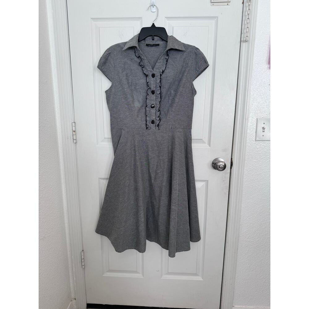 Gray ruffled dress with heart buttons - Anni Coco brand